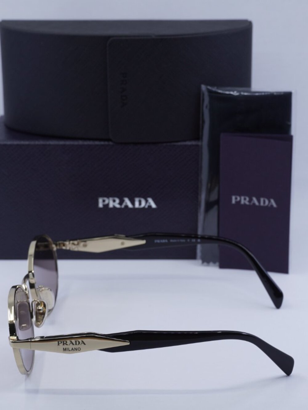 Prada PR65ZS ZVN20I Oval Sunglasses – Pale Gold\Light Purple Brown - Picture 11 of 12